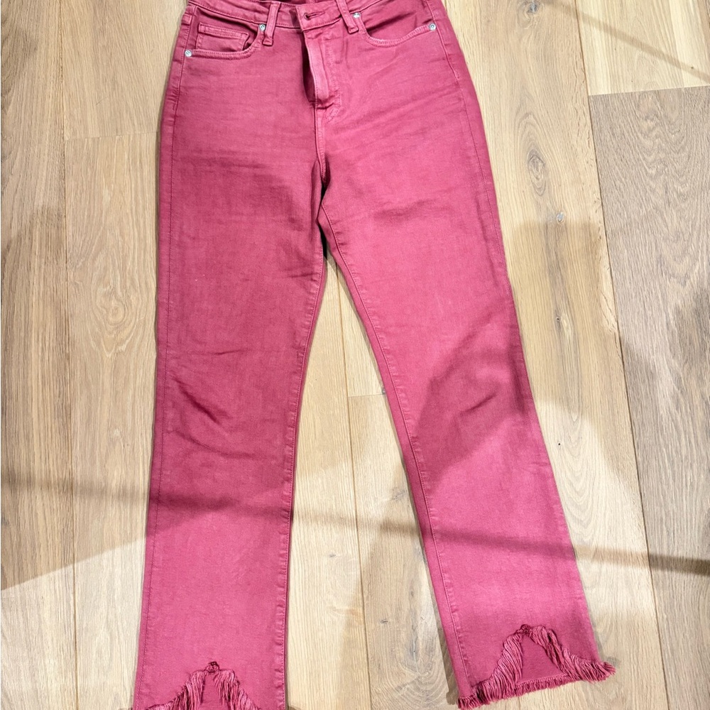 Jonathan Simkhai Pink Straight Leg Jeans with Frayed Hem
